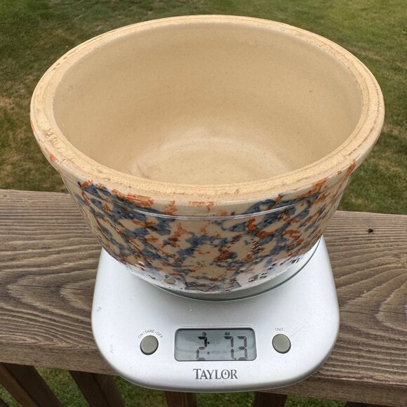 VTG Redwing Stoneware Smooth Spongeware Bowl Blue Brown Spongeware Farmhouse 7" - Picture 14 of 14
